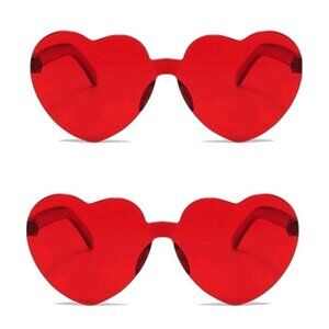 ALVOGIMOR 2 Pack Heart Shape Sunglasses Colorful Rimless Sunglasses Transparent